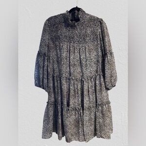 Animal print tiered dress